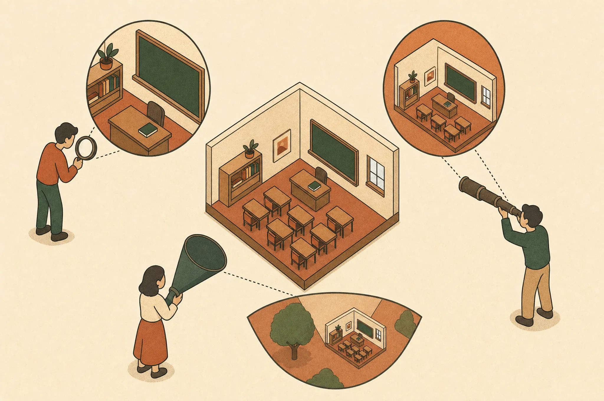 3つの調査がそれぞれ異なる角度・範囲で教員のAI利用状況を測っている様子